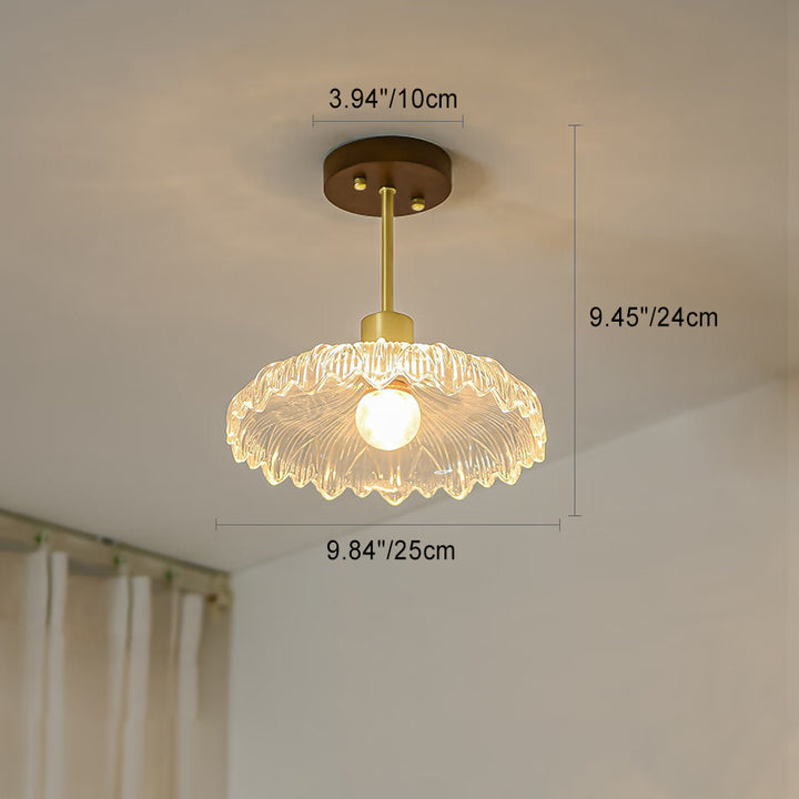 Luz de techo semiempotrada contemporánea de lujo con flor de cobre y vidrio de 1 luz para pasillo 