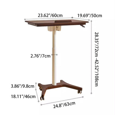 Modern Minimalist Rectangular Solid Wood Iron Side Table 1-Tier For Living Room