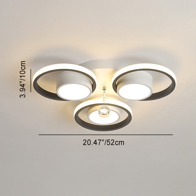 Luminaire de plafond LED moderne en fer avec abat-jour en acrylique en forme de cercle et cristal pour salon 