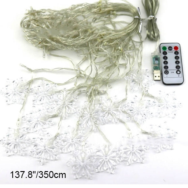 スノーフレークリモートコントロールアイスストリップライト点滅LED装飾ストリングライト 