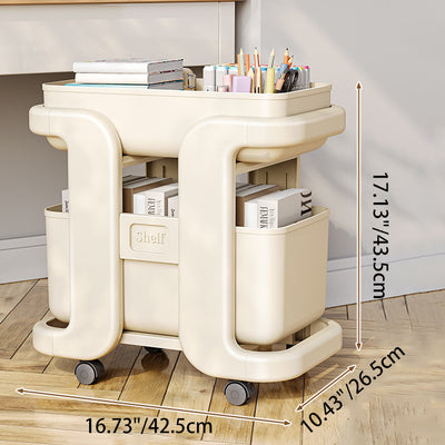 Modern Minimalist Rectangular Movable PP End Table 2-Tier For Bedroom