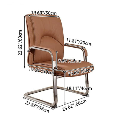Modern Minimalist Rectangular Faux Leather Steel Desk Chair Backrest Armrest For Home Office