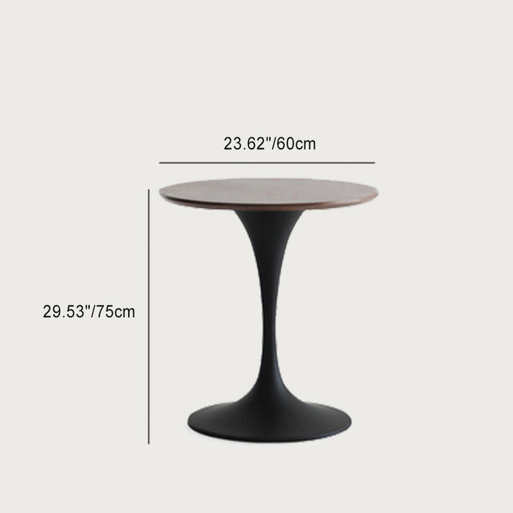 Modern Minimalist Round Slate Solid Wood Coffee Table For Living Room