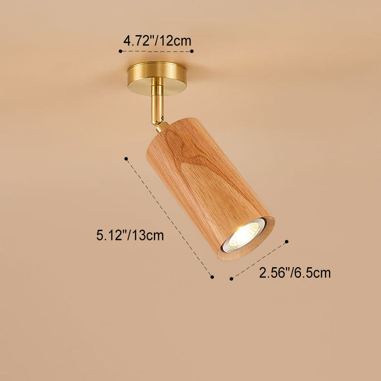 Modern Minimalist Walnut Wood Spotlight Linear Track Rubberwood Iron LED Semi-Flush Mount Ceiling Light for Living Room