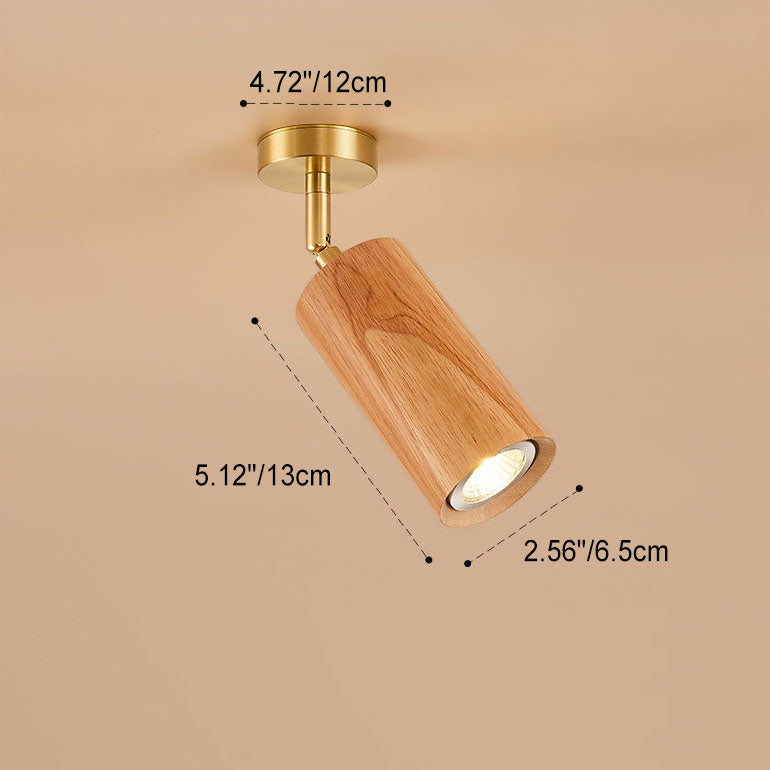 Nordic Minimalist Walnut Wood Spotlight Linear Track 1/2/3/4 Light LED Semi-Flush Mount Ceiling Light