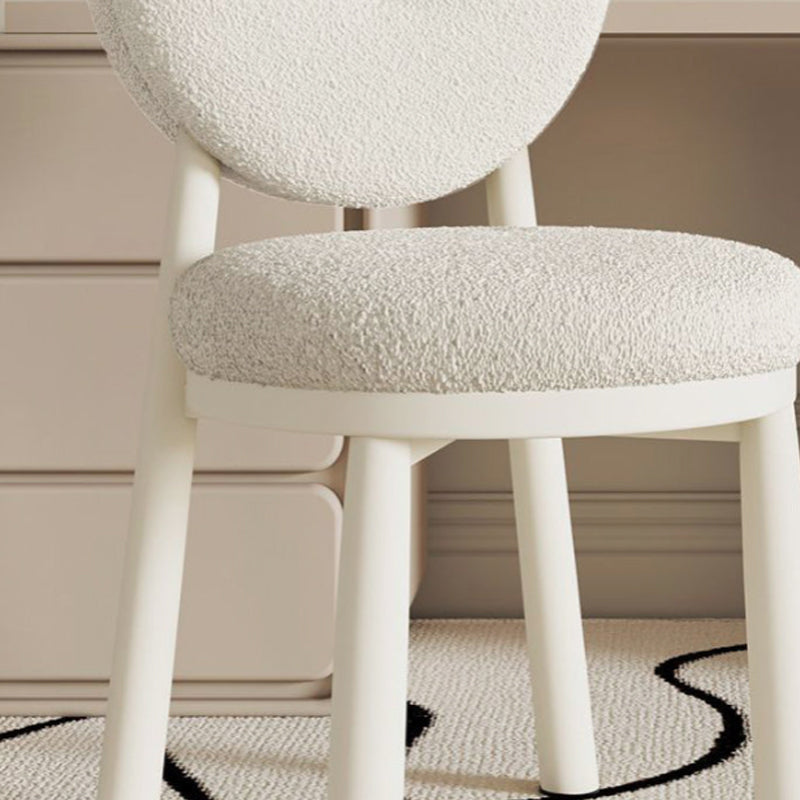 Contemporary Nordic Teddy Fleece Iron Sponge Round Dining Chair Backrest For Dining Room