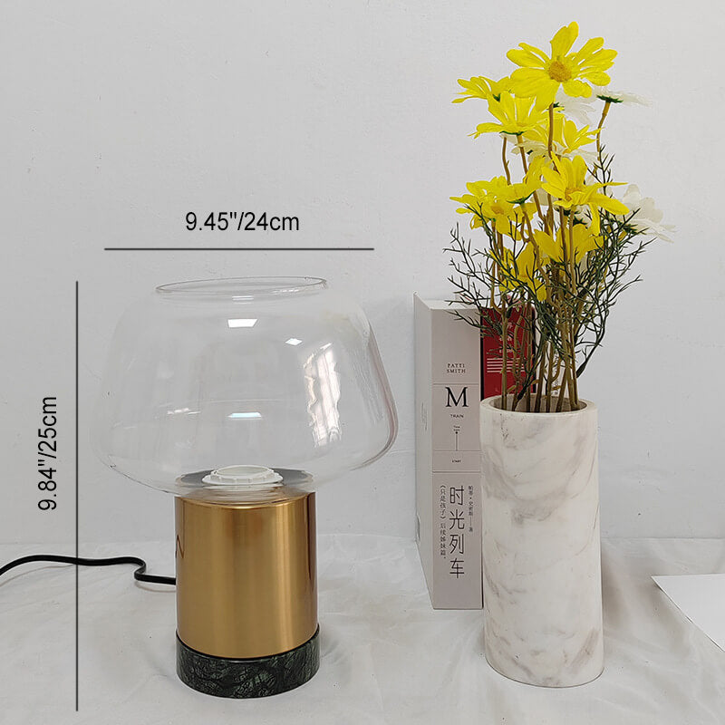 Moderne minimalistische zylindrische Marmor-Eisen-Glas Tischlampe mit 1 Licht 