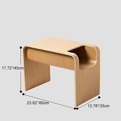 Table d'appoint en bois massif minimaliste moderne en forme de C avec rangement pour le salon 
