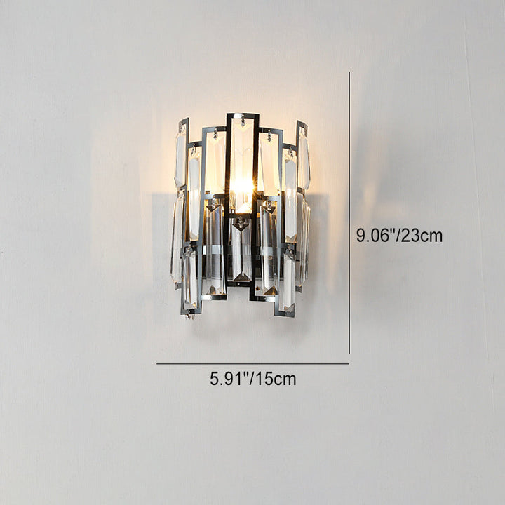 Modern Luxury Half Cylinder Stainless Steel Crystal 1-Light Wall Sconce Lamp For Living Room