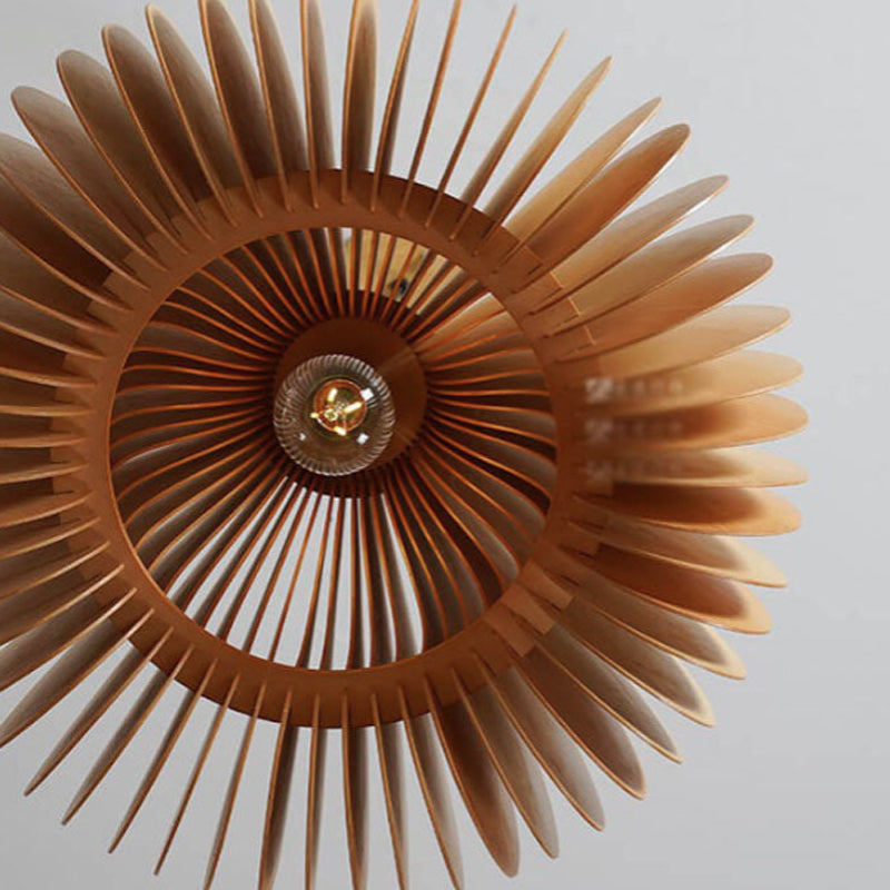 Vintage Wooden 1-Light Pumpkin  Pendant Light
