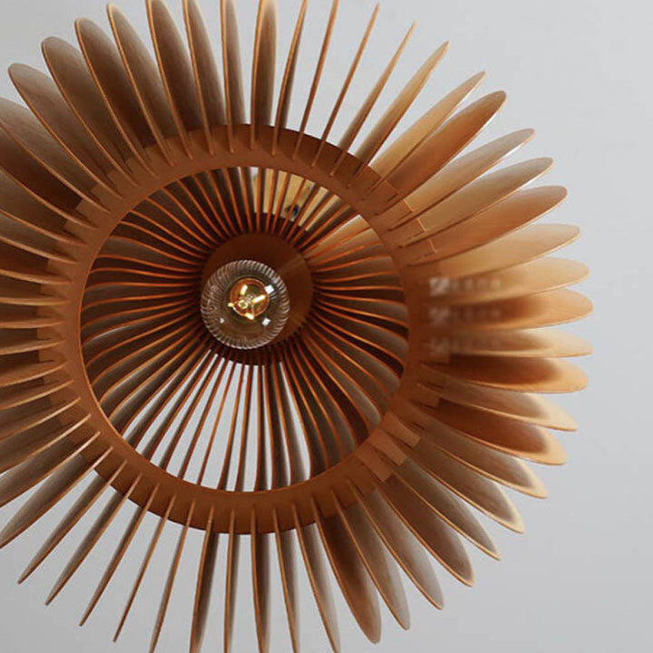 Vintage Wooden 1-Light Pumpkin  Pendant Light