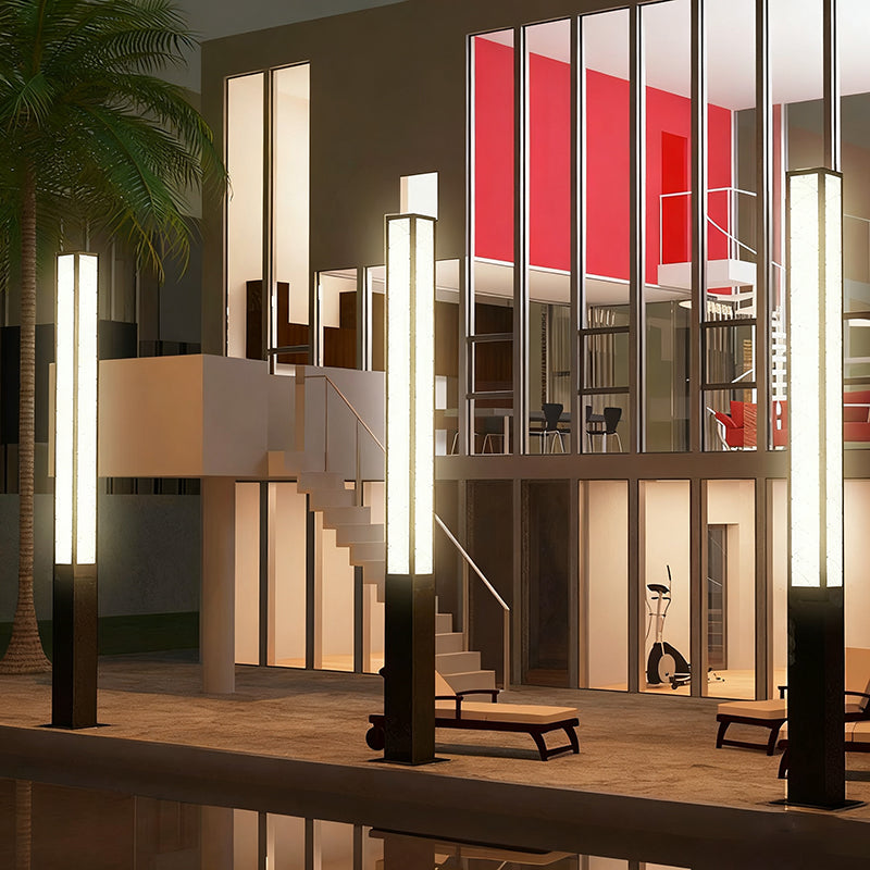 Luz LED exterior moderna minimalista impermeable de acero galvanizado en forma de rectángulo y acrílico para jardín 