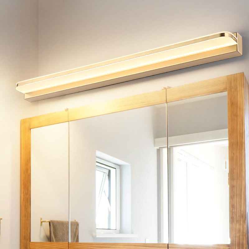 Modern Minimalist Waterproof Rectangular Stainless Steel Acrylic LED Vanity Light Wall Scone Lamp For Bathroom