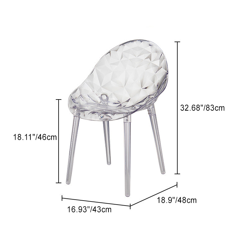 Moderner minimalistischer quadratischer Acrylstuhl mit vier Beinen und Rückenlehne für das Wohnzimmer 