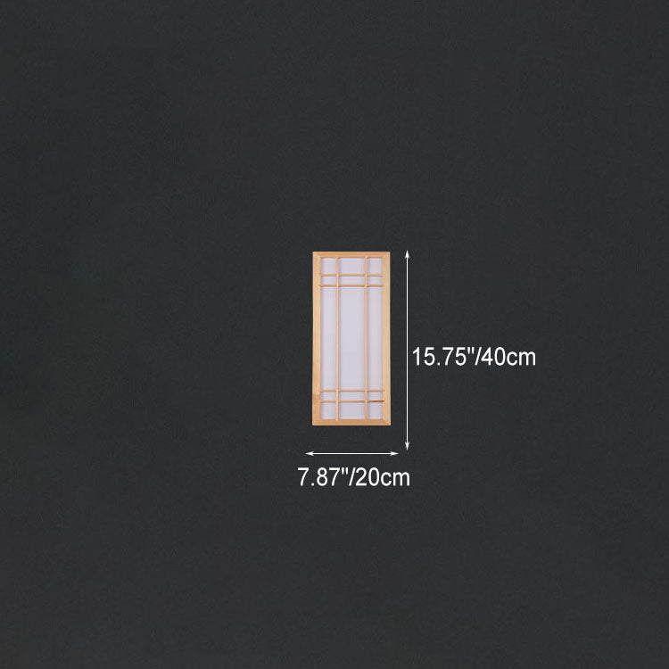 Aplique de pared LED de acrílico de madera maciza rectangular tradicional japonesa para dormitorio 