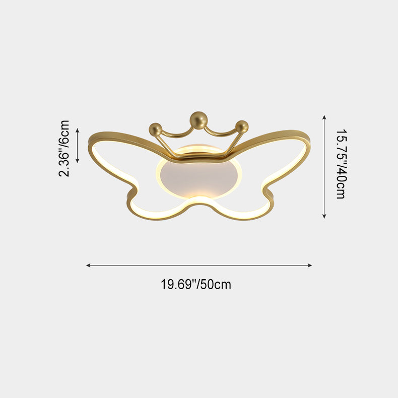 Plafonnier LED en forme de papillon en fer, aluminium, silice et acrylique pour chambre d&