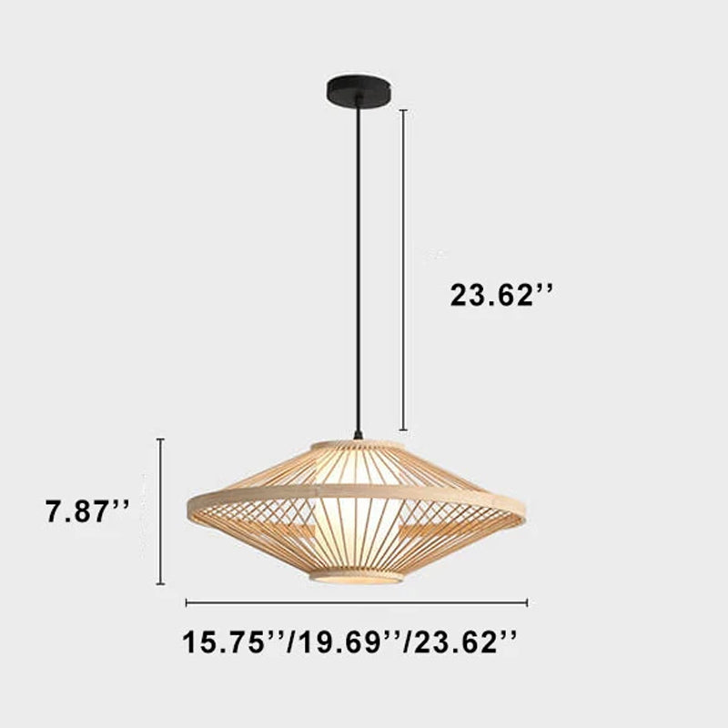 Lanterne en bambou de style chinois moderne 1-lumière suspension 