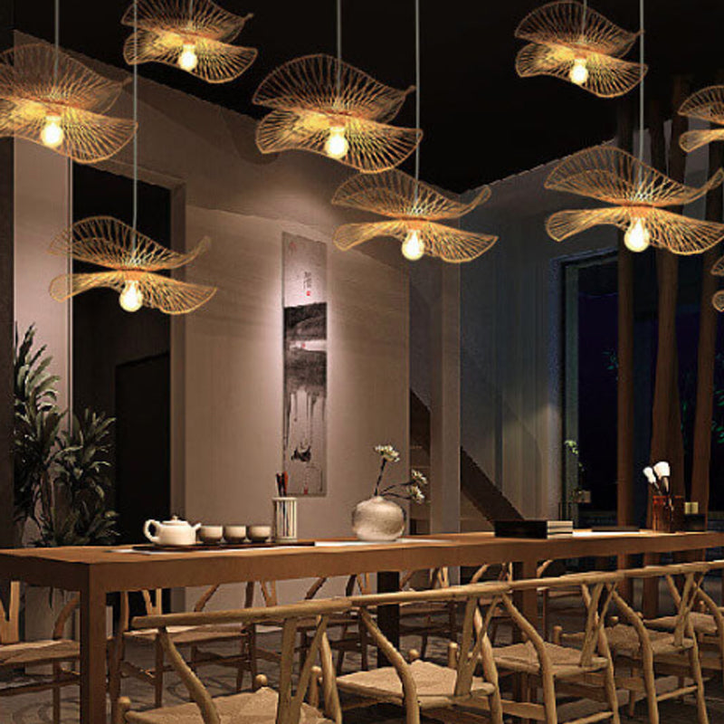 Modern Bamboo Weaving 1-Light Butterfly Pendant Light