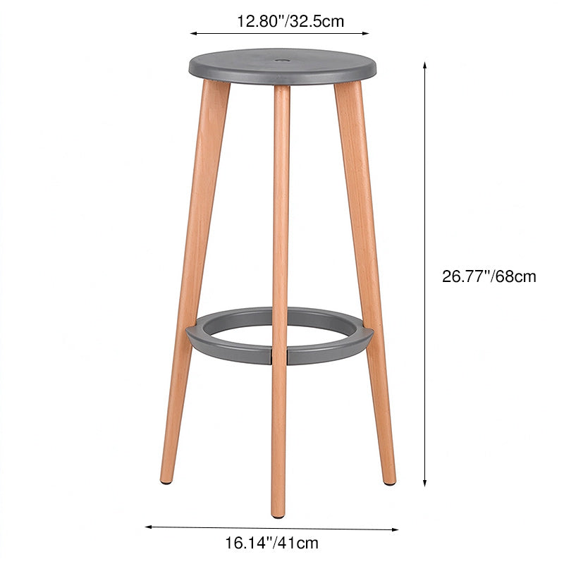 Scandinavian Counter Height Bar Stool-Solid Beech Wood Legs Durable PP Seat For Kitchen &amp; Dining Room