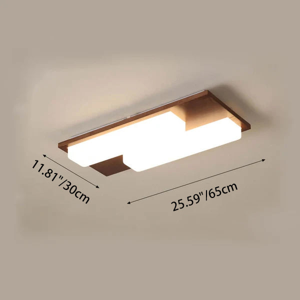 Plafonnier LED rectangulaire en acrylique, créatif et nordique, en noyer, à encastrer 
