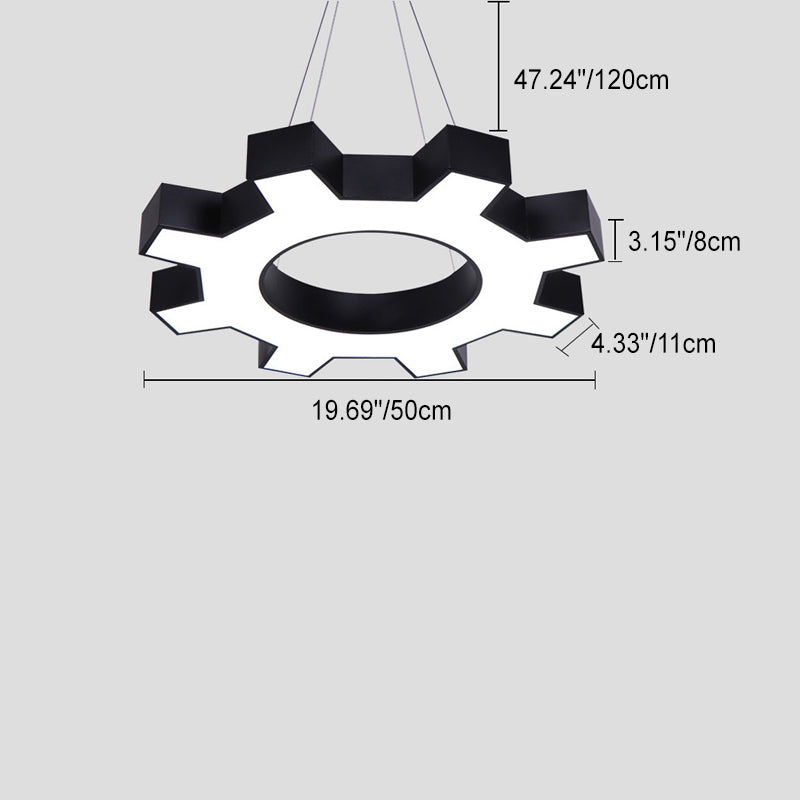 Lustre suspendu à LED avec abat-jour en acrylique et engrenage en fer créatif contemporain pour salle de divertissement 