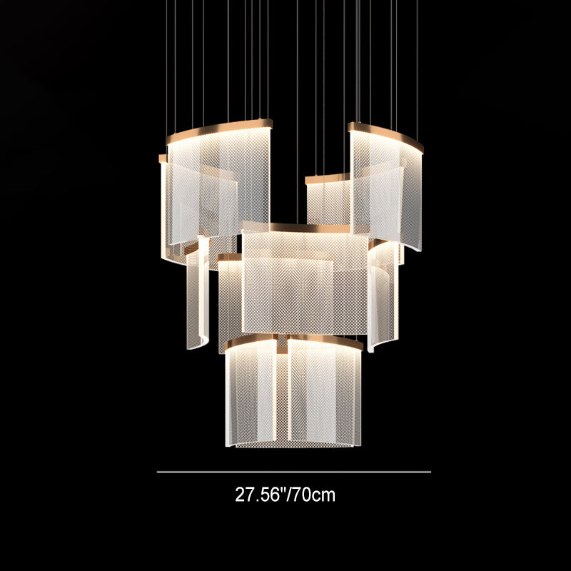 Zeitgenössischer minimalistischer quadratischer Fliesen-Acryl-Aluminium-LED-Kronleuchter für Schlafzimmer 