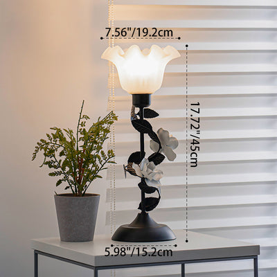 Contemporary Scandinavian Rose-shaped Iron Acrylic Glass 1-Light Table Lamp For Bedroom