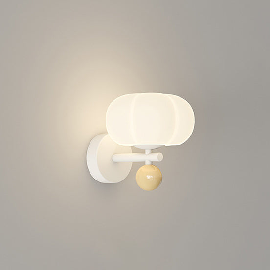 Applique Murale Contemporaine Nordique Crème Citrouille Abat-jour en Fer 1 Lumière pour Salon 