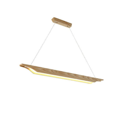 Japanese Minimalist Long Strip Ash Wood Acrylic Shade LED Island Light Pendant Light