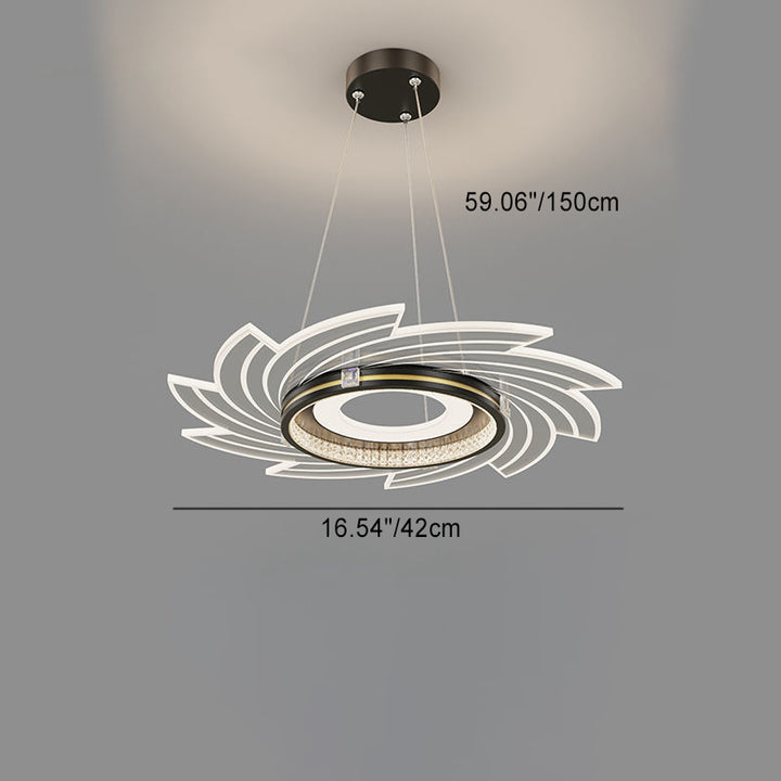 Lustre LED en acrylique cristal contemporain de luxe avec abat-jour tourbillon pour chambre 