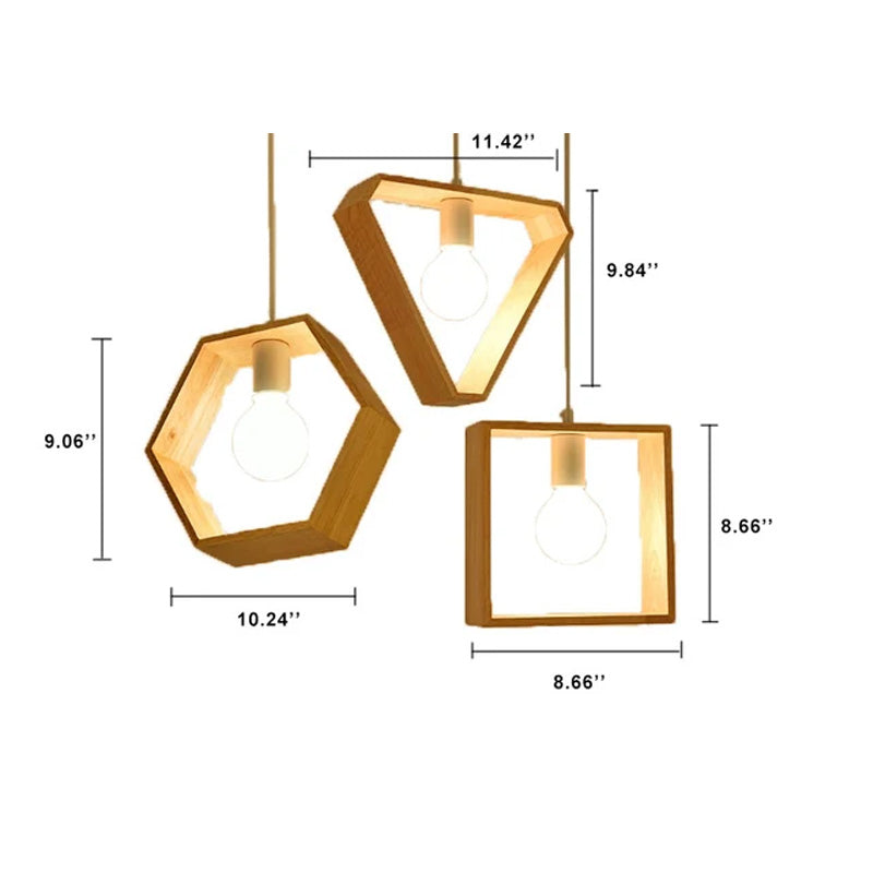 Nordischer minimalistischer hölzerner 1-Licht geometrischer Pendelleuchte 