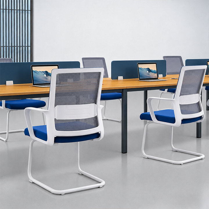 Modern Minimalist Blue Commercial Mesh Office Chair - Breathable Lumbar Support Desk Chair For Home Office