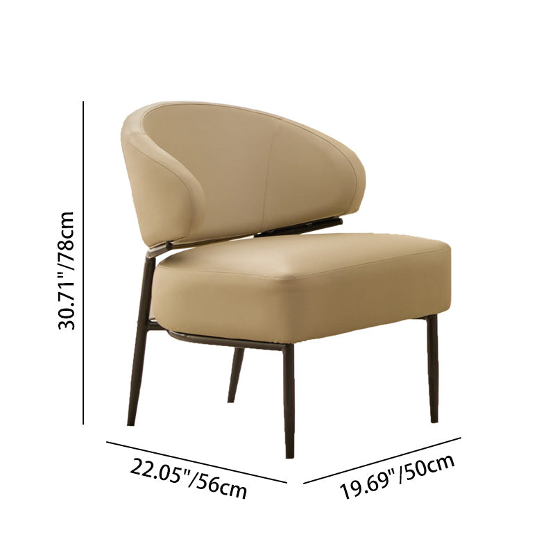 Modern Minimalist Curved Rectangular Cat-Scratch-Resistant Leather Carbon Steel Accent Chair Backrest Armless For Living Room