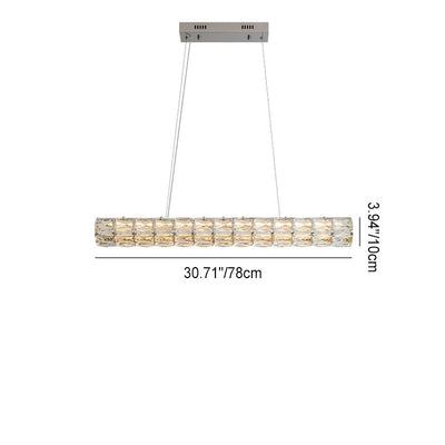 Modern Light Luxury Crystal Long Column 8/10/12-Light Island Light Chandelier