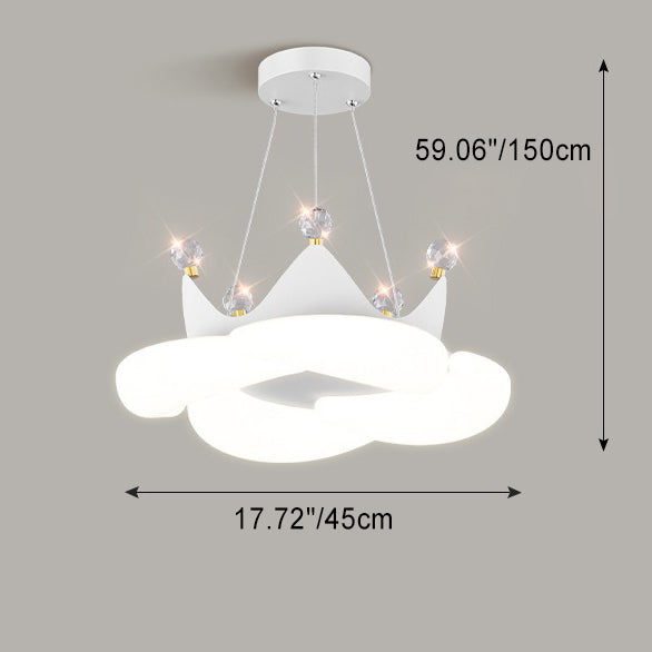 Lámpara colgante LED de sombra redonda PE con corona de cristal creativa contemporánea para dormitorio 