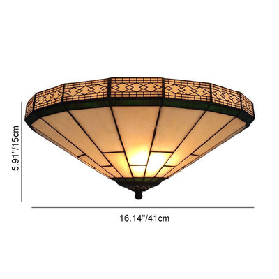 Traditionelle Tiffany konische Diamantglas 3-flammige Deckenleuchte für Wohnzimmer 