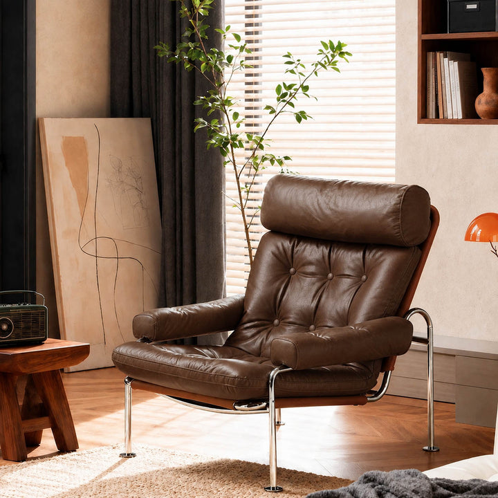 Modern Minimalist Curved Microfiber Leather Stainless Steel Sponge Accent Chair Backrest Armrest For Living Room