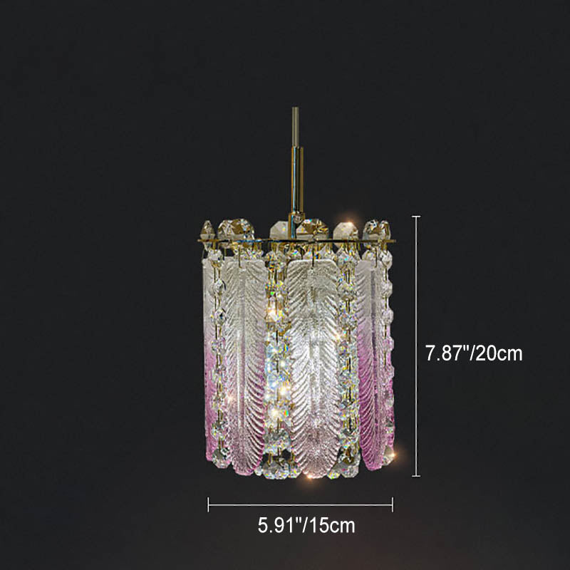 Suspension moderne en cristal cylindrique à 1 lumière pour salon 