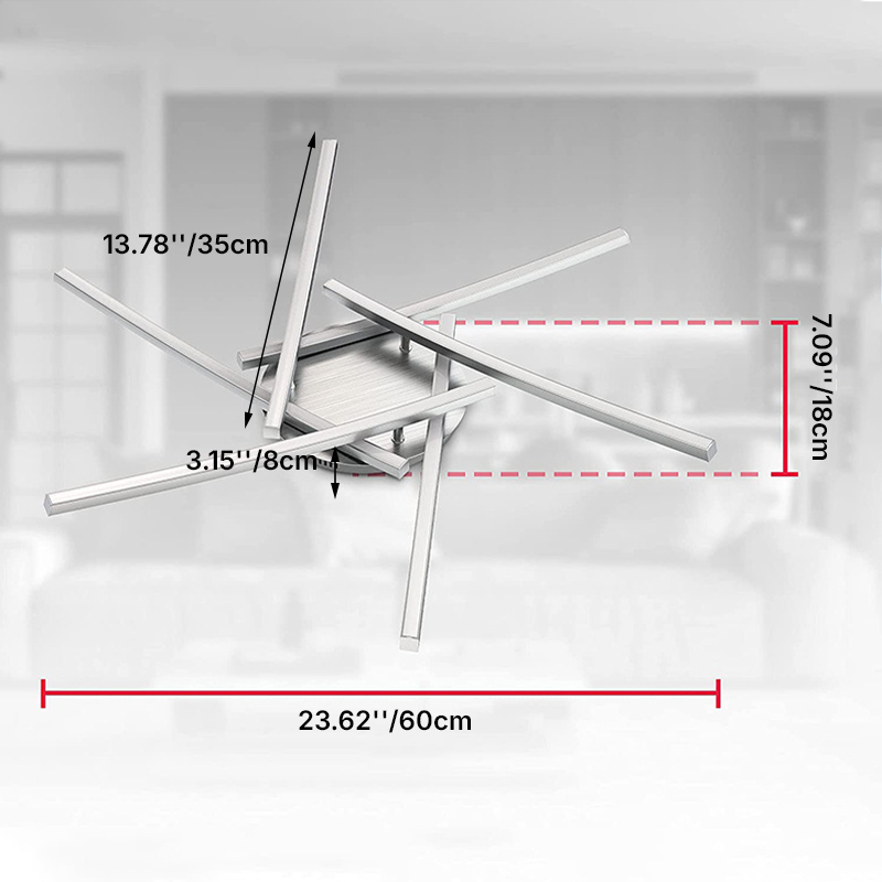 Modern Minimalist Line Geometry Aluminum LED Semi-Flush Mount Ceiling Light For Living Room