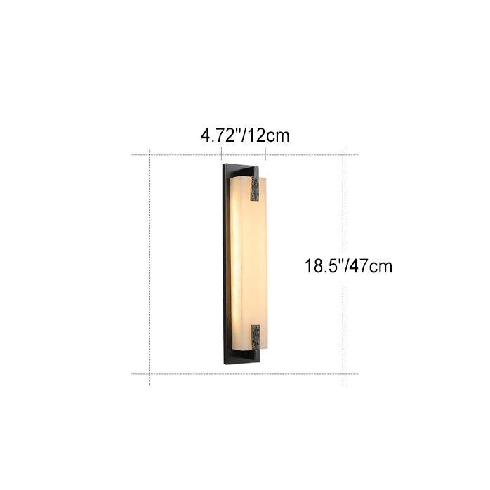 Modern Transitional Rectangular Copper Marble LED Outdoor Wall Sconce Lamp For Outdoor Patio