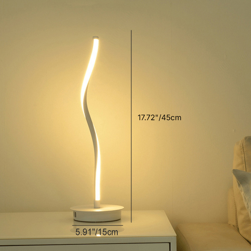 Lampe de table LED en aluminium et fer à courbe minimaliste moderne pour chambre 