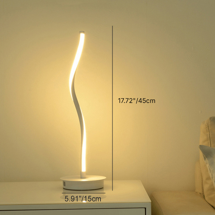 Lampe de table LED en aluminium et fer à courbe minimaliste moderne pour chambre 