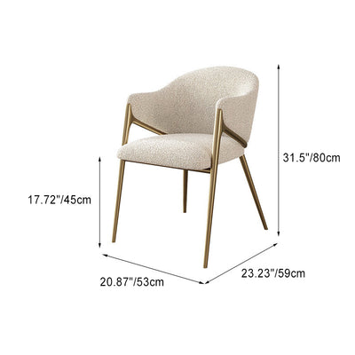 Silla de comedor contemporánea de lujo redonda de lana de cordero con patas de acero inoxidable, respaldo y reposabrazos para comedor 