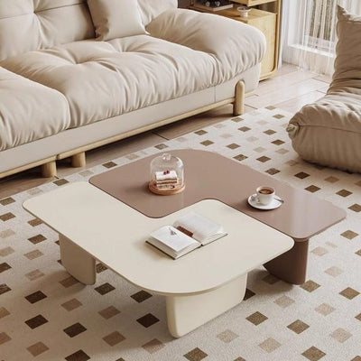 Mesa de Centro Cuadrada Rectangular Minimalista Moderna de Tablero de Fibra de Densidad Media Combinable para Sala de Estar 