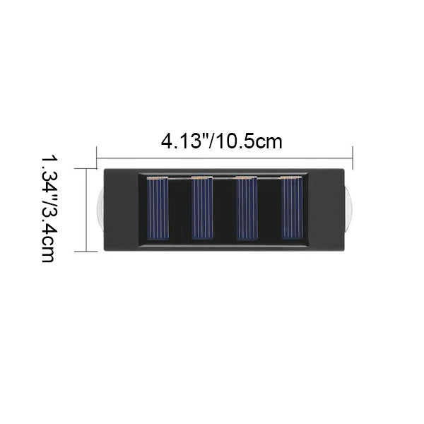 Aplique de pared LED solar exterior impermeable de tira larga de ABS y PC de estilo minimalista moderno para exterior 