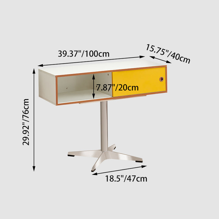 Modern Minimalist Rectangular Medium Density Fiberboard Plastic Stainless Steel Makeup Vanity 2-Drawer For Bedroom