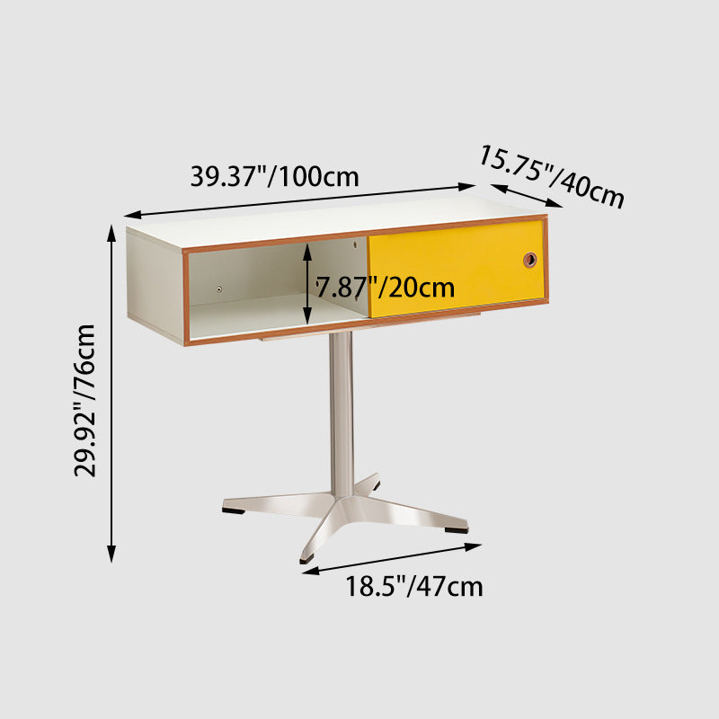 Modern Minimalist Rectangular Medium Density Fiberboard Plastic Stainless Steel Makeup Vanity 2-Drawer For Bedroom