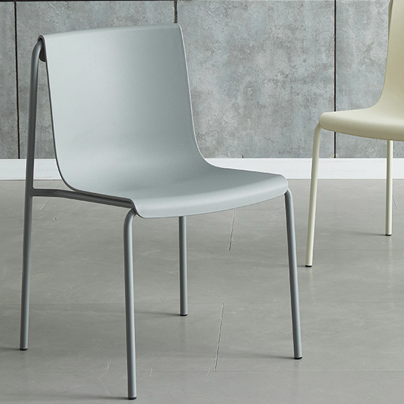 Contemporary Nordic Square PP Plastic Carbon Steel Legs Stackable Dining Chair For Living Room