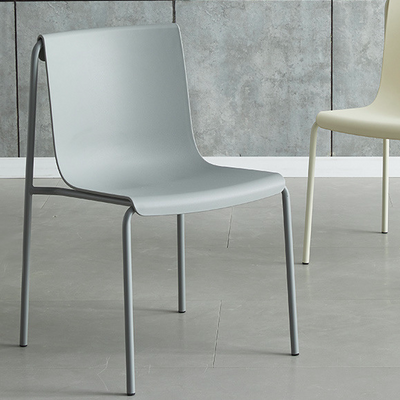 Contemporary Nordic Square Plastic Iron Legs Stackable Dining Chair For Living Room