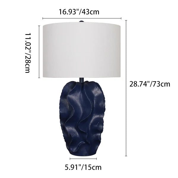 Contemporary Nordic Fabric Resin Painting 1-Light Table Lamp For Living Room &amp; Bedroom